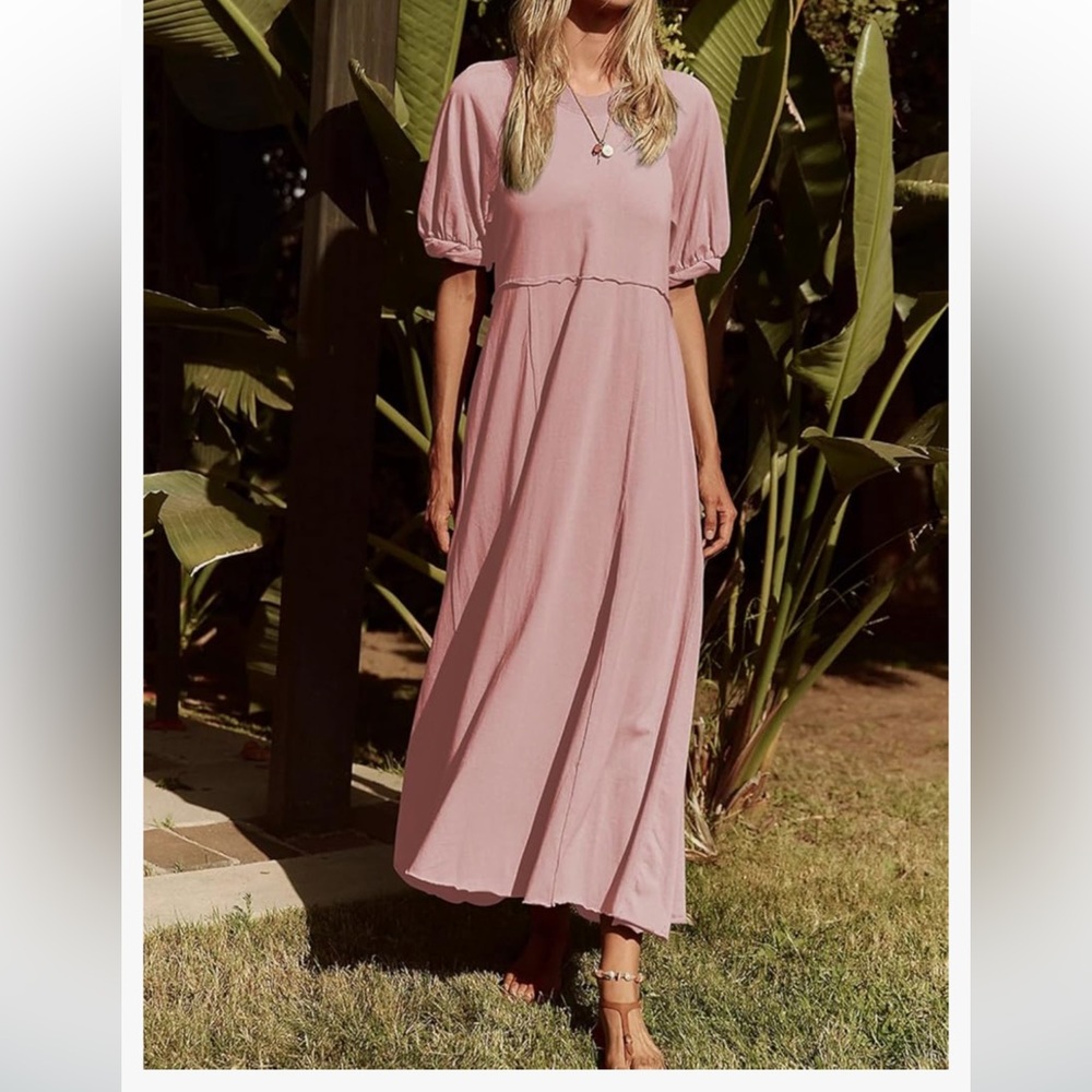 Blush Pink High Waist A-line Dress